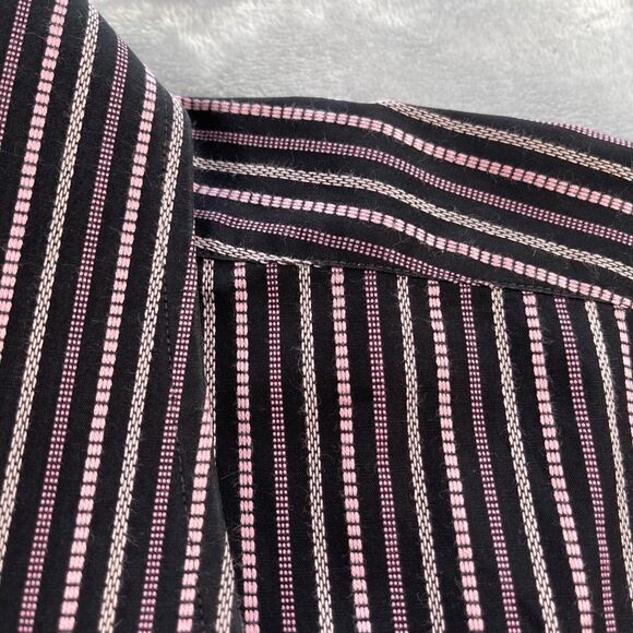 Everett Hall Dress Shirt Mens 43 17 Pink Black Striped French Cuff Made in Italy - Picture 3 of 16